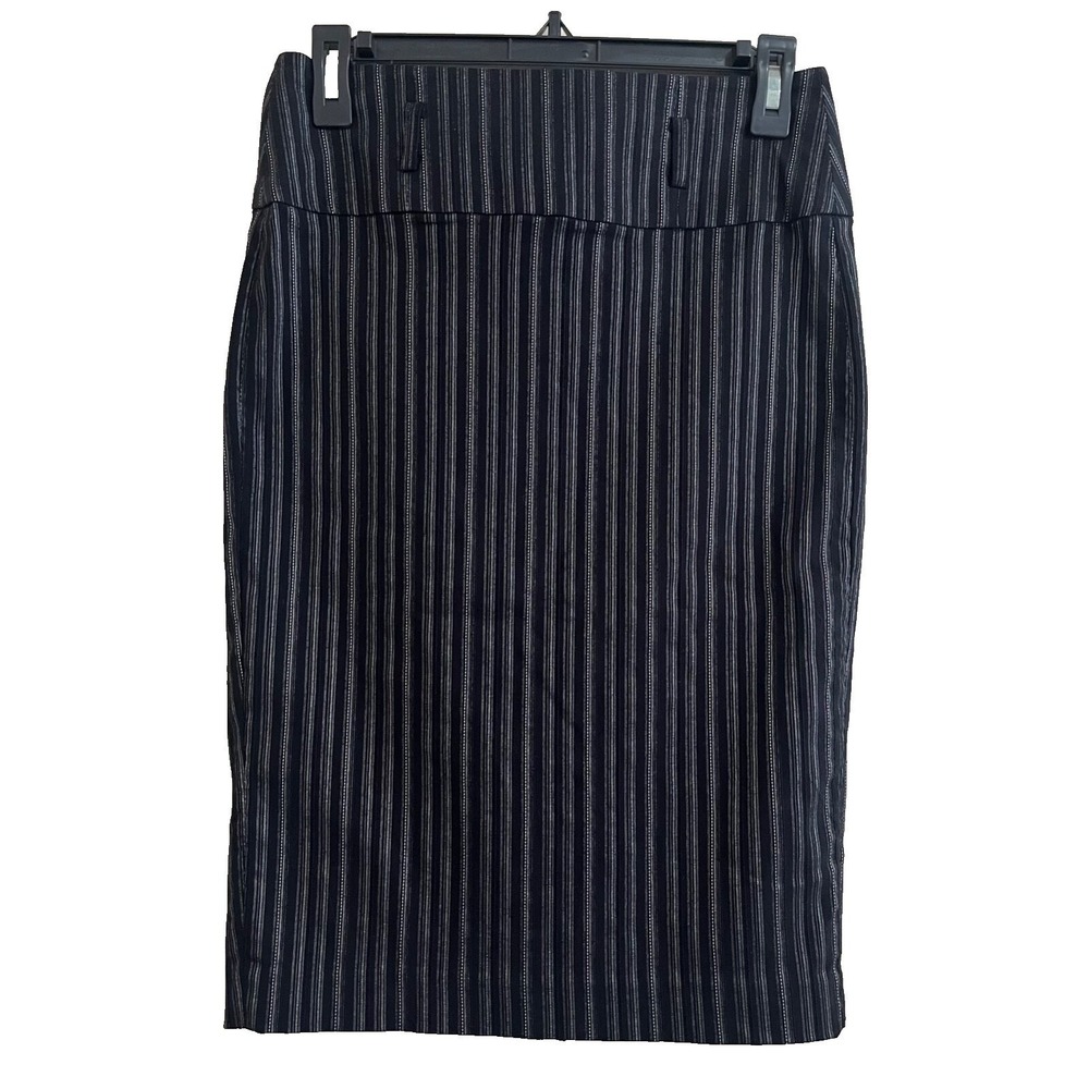 Women Pinstripe Pencil Skirt 7/8 Stretch Career Office Work Y2K Secretary Modest